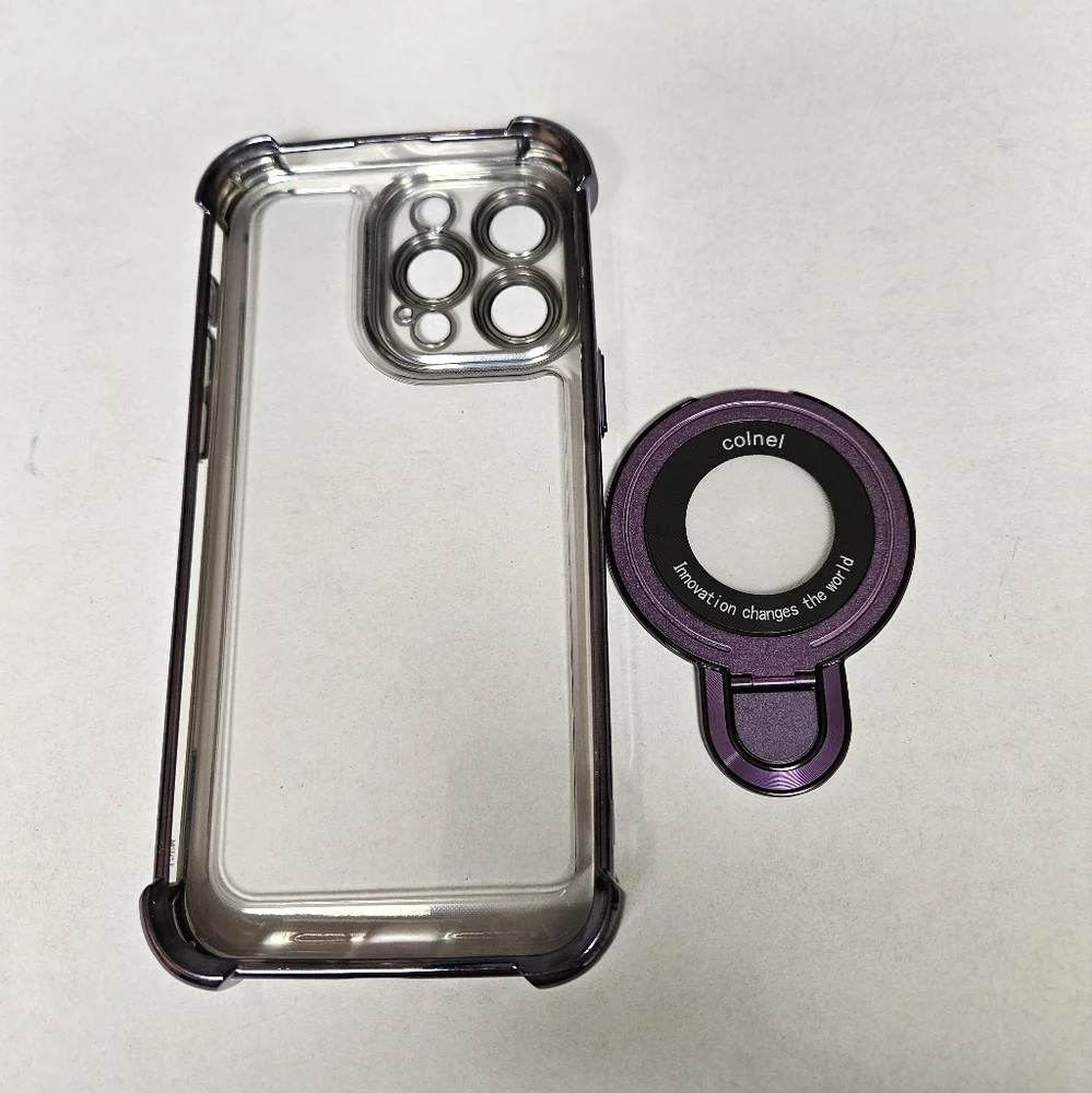 Iphone 14 Pro Max Clear Purple Phone Case with Ring‎ Holder